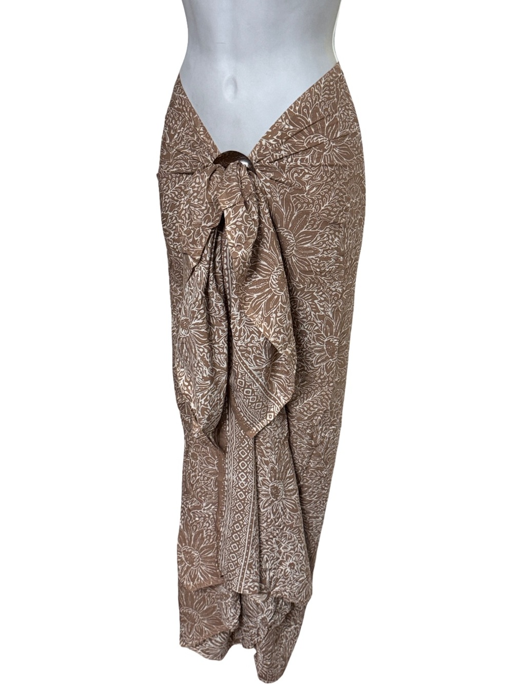 Brown Floral Bali Wrap Sarong NEW - Picture 4 of 9